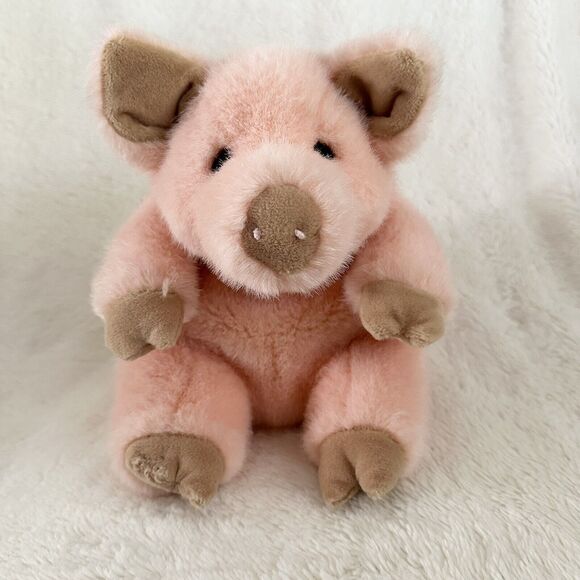 Vintage Manhattan Toy Co Sweet Peach Pig Pink 9" Stuffed Farm Toy Plush - Picture 1 of 5